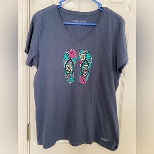 Life is Good blue T-Shirt with Flip Flop Design